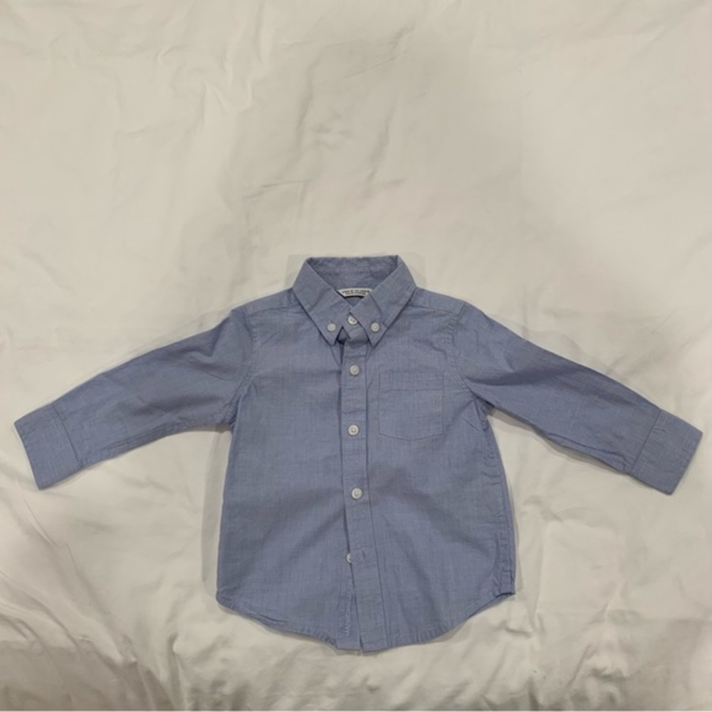 Janie and Jack light blue button down dress shirt - 12-18 months